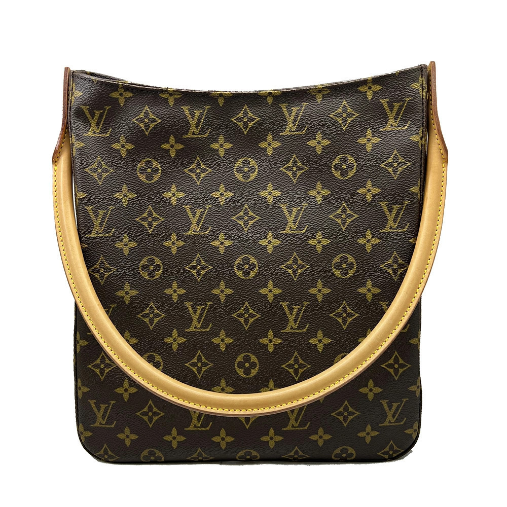 Louis Vuitton Looping Monogram Leather Canvas Tote 2Way Shoulder Bag Brown